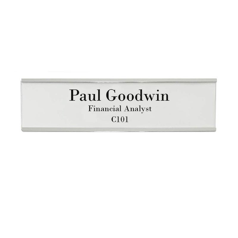 NapTags Wall or Door Nameplate Holder with Clear Plastic Inserts and Perforated Nameplate Inserts - Pack of 10 (Silver, 8" x 2") - Image 2